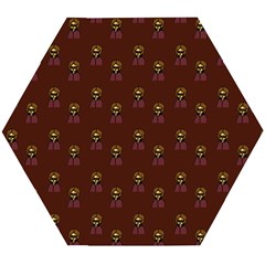 Nerdy 60s  Girl Pattern Red Wooden Puzzle Hexagon