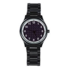 Lilac Firecracker Heart Pattern Stainless Steel Round Watch by snowwhitegirl