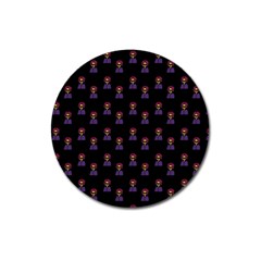 Nerdy 60s  Girl Pattern Black Magnet 3  (round) by snowwhitegirl