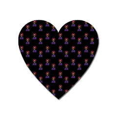 Nerdy 60s  Girl Pattern Black Heart Magnet by snowwhitegirl