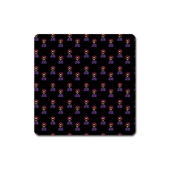 Nerdy 60s  Girl Pattern Black Square Magnet by snowwhitegirl