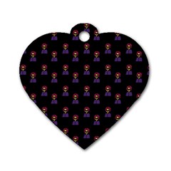 Nerdy 60s  Girl Pattern Black Dog Tag Heart (two Sides) by snowwhitegirl