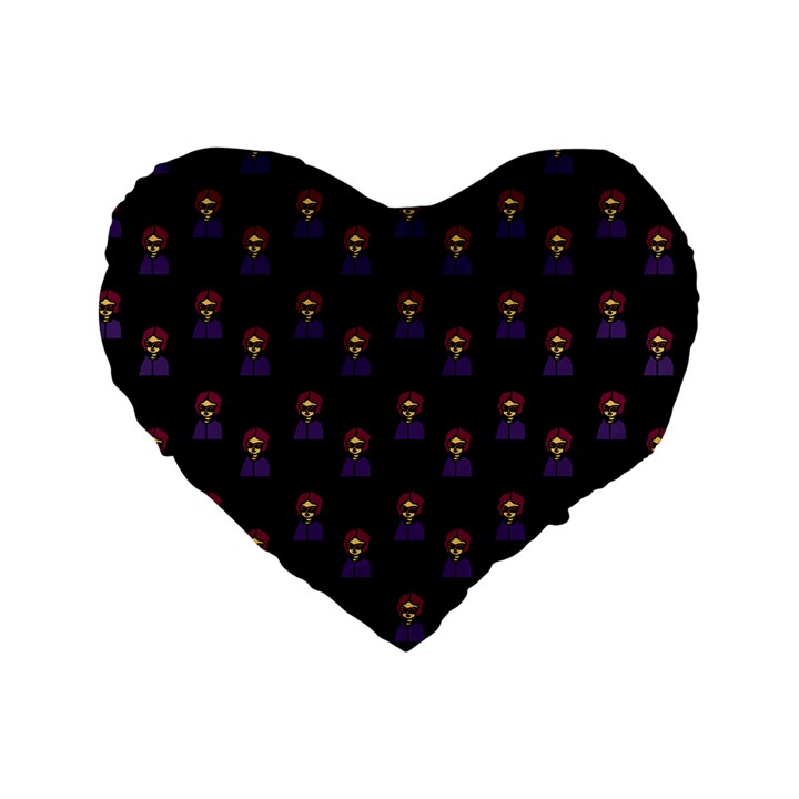 Nerdy 60s  Girl Pattern Black Standard 16  Premium Heart Shape Cushions