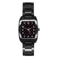 Nerdy 60s  Girl Pattern Black Stainless Steel Barrel Watch by snowwhitegirl