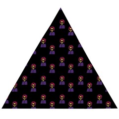 Nerdy 60s  Girl Pattern Black Wooden Puzzle Triangle