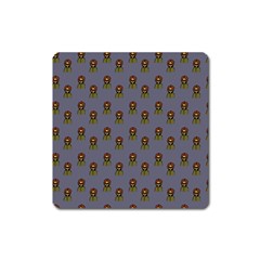 Nerdy 60s  Girl Pattern Light Grey Square Magnet by snowwhitegirl