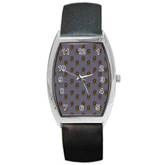 Nerdy 60s  Girl Pattern Light Grey Barrel Style Metal Watch by snowwhitegirl