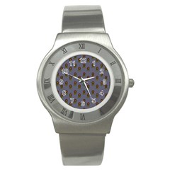 Nerdy 60s  Girl Pattern Light Grey Stainless Steel Watch by snowwhitegirl