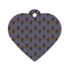 Nerdy 60s  Girl Pattern Light Grey Dog Tag Heart (one Side) by snowwhitegirl