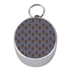 Nerdy 60s  Girl Pattern Light Grey Mini Silver Compasses by snowwhitegirl