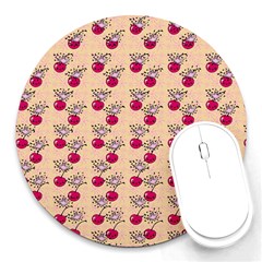 Cherries An Bats Peach Round Mousepads by snowwhitegirl