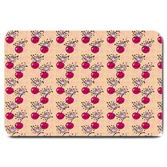 Cherries An Bats Peach Large Doormat  by snowwhitegirl