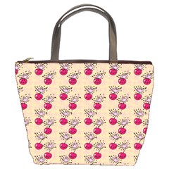 Cherries An Bats Peach Bucket Bag by snowwhitegirl