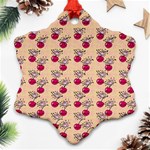 Cherries An Bats Peach Snowflake Ornament (Two Sides) Front