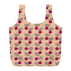 Cherries An Bats Peach Full Print Recycle Bag (l) by snowwhitegirl