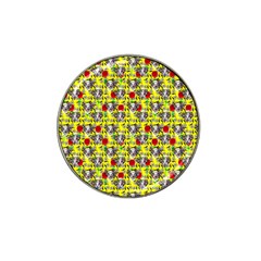 Heart Skeleton Face Pattern Yellow Hat Clip Ball Marker by snowwhitegirl