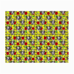 Heart Skeleton Face Pattern Yellow Small Glasses Cloth (2 Sides) by snowwhitegirl