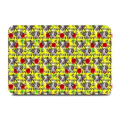 Heart Skeleton Face Pattern Yellow Plate Mats by snowwhitegirl