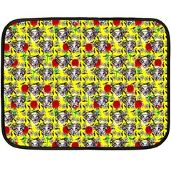 Heart Skeleton Face Pattern Yellow Fleece Blanket (mini) by snowwhitegirl