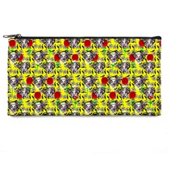 Heart Skeleton Face Pattern Yellow Pencil Cases by snowwhitegirl