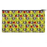 Heart Skeleton Face Pattern Yellow Pencil Cases Back