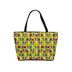 Heart Skeleton Face Pattern Yellow Classic Shoulder Handbag by snowwhitegirl