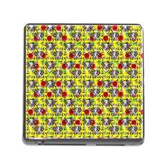 Heart Skeleton Face Pattern Yellow Memory Card Reader (square 5 Slot) by snowwhitegirl