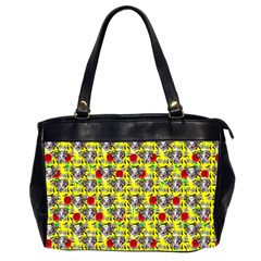 Heart Skeleton Face Pattern Yellow Oversize Office Handbag (2 Sides) by snowwhitegirl