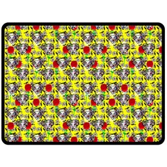 Heart Skeleton Face Pattern Yellow Fleece Blanket (large)  by snowwhitegirl