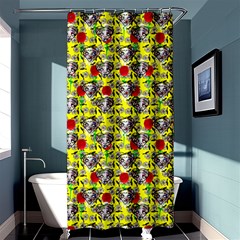 Heart Skeleton Face Pattern Yellow Shower Curtain 36  X 72  (stall)  by snowwhitegirl