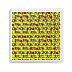 Heart Skeleton Face Pattern Yellow Memory Card Reader (square) by snowwhitegirl