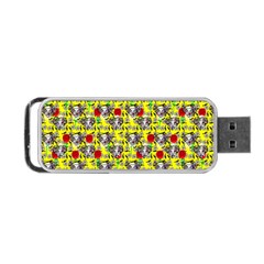 Heart Skeleton Face Pattern Yellow Portable Usb Flash (two Sides) by snowwhitegirl