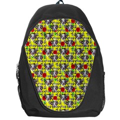 Heart Skeleton Face Pattern Yellow Backpack Bag by snowwhitegirl