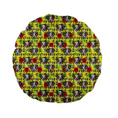 Heart Skeleton Face Pattern Yellow Standard 15  Premium Round Cushions by snowwhitegirl