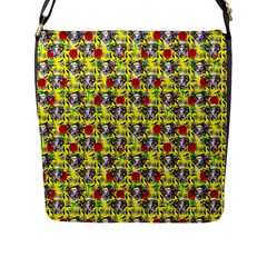 Heart Skeleton Face Pattern Yellow Flap Closure Messenger Bag (l) by snowwhitegirl