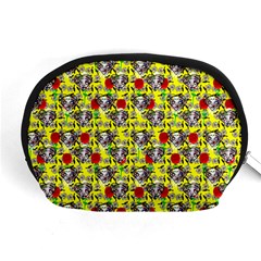 Heart Skeleton Face Pattern Yellow Accessory Pouch (medium) by snowwhitegirl