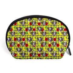 Heart Skeleton Face Pattern Yellow Accessory Pouch (large) by snowwhitegirl