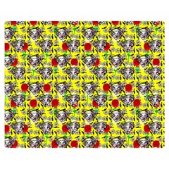 Heart Skeleton Face Pattern Yellow Double Sided Flano Blanket (medium)  by snowwhitegirl