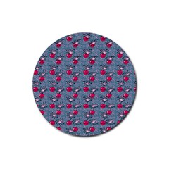 Cherries An Bats Rubber Coaster (round)  by snowwhitegirl