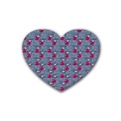 Cherries An Bats Rubber Coaster (heart)  by snowwhitegirl