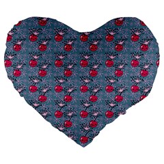 Cherries An Bats Large 19  Premium Heart Shape Cushions by snowwhitegirl