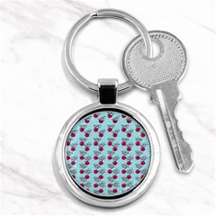 Cherries An Bats Aqua Key Chain (round) by snowwhitegirl