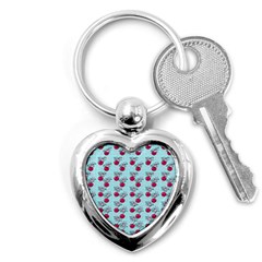 Cherries An Bats Aqua Key Chain (heart) by snowwhitegirl