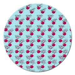 Cherries An Bats Aqua Magnet 5  (round) by snowwhitegirl