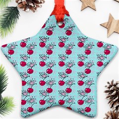 Cherries An Bats Aqua Star Ornament (two Sides) by snowwhitegirl