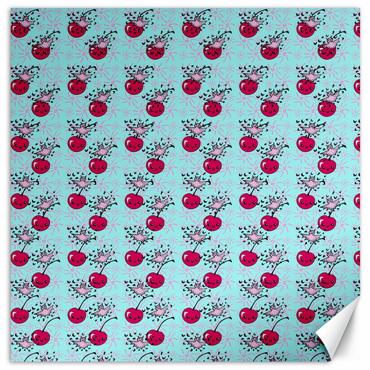 Cherries An Bats Aqua Canvas 20  x 20 