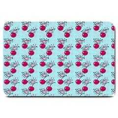 Cherries An Bats Aqua Large Doormat  by snowwhitegirl