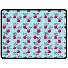 Cherries An Bats Aqua Fleece Blanket (large)  by snowwhitegirl