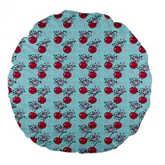 Cherries An Bats Aqua Large 18  Premium Round Cushions by snowwhitegirl