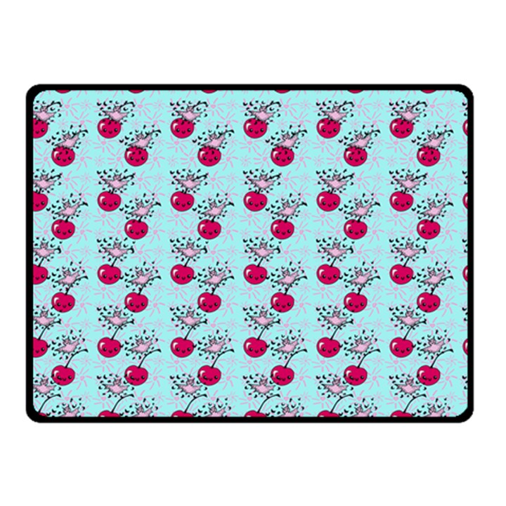 Cherries An Bats Aqua Double Sided Fleece Blanket (Small) 